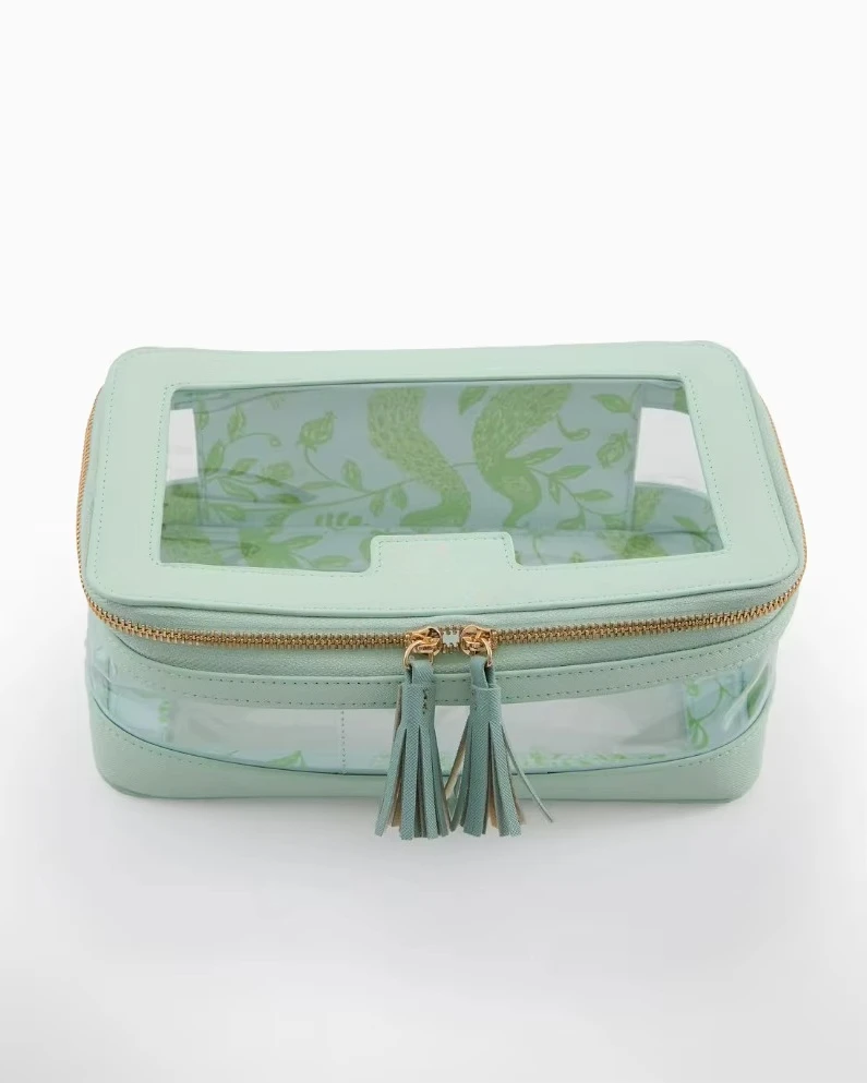 New Luxury Modern American Mahjong Storage Bag Waterproof Foldable Transparent Pvc Zipper With Tassel Portable Wholesale Retail