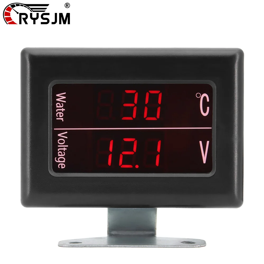 2 In 1 Car LED Digital Gauge Water Temperature + Voltage Meter Universal Car Accessories with  Temp Sensor For 12V 24V Vehicle