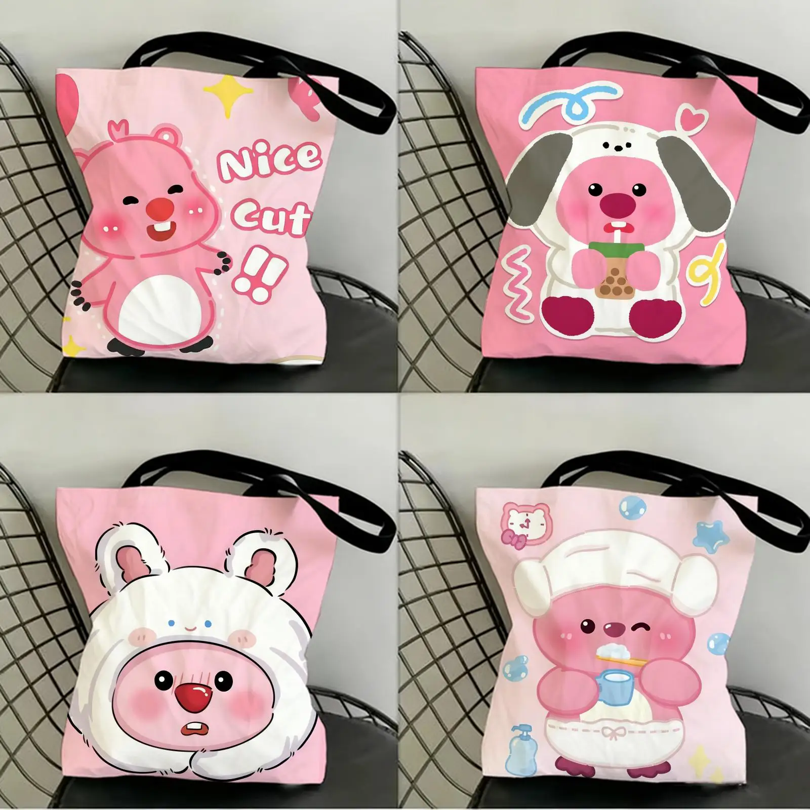 

Custom Zanmang L-Loopy Throw Storage Bags Canvas Double-Sided Print Fashion Shoulder Tote Shopping Bag Gift Eco Handbags