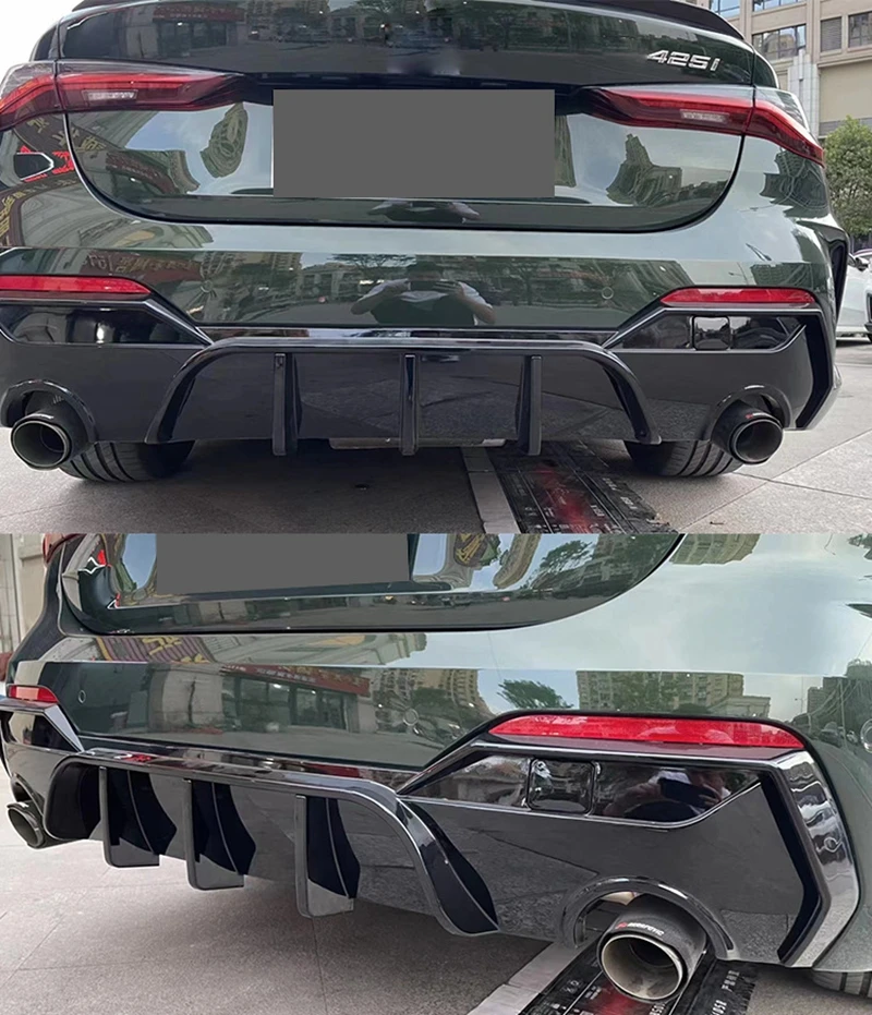 

FOR BMW 4 Series G22 G23 G26 420i 430i 435i M440i 2-Door M Performance Rear Bumper LED Light Bright Black Rear Diffuser 2020+