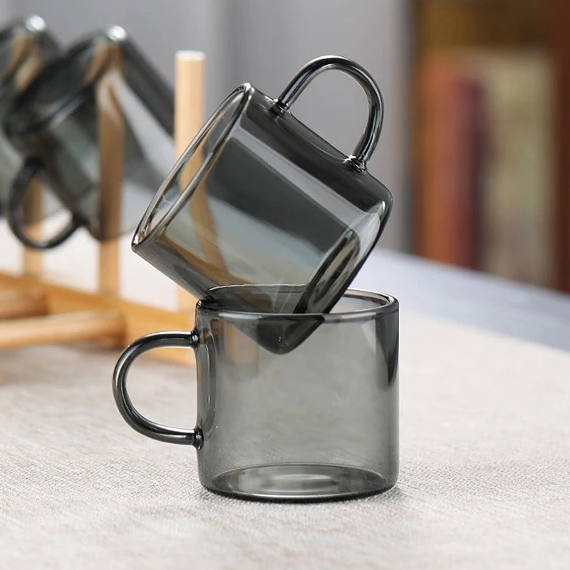 HeY LiLac 100ml Serene Light Glass Teacup | Heat-Resistant Glass Handle Cup for Loose Leaf & Gongfu Tea-Qianming Guanhai