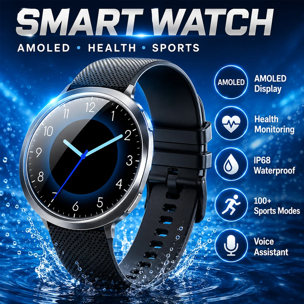 Smartwatch Health Watches For Women - 2026 Premium AMOLED Smartwatch mit Bluetooth-Anruffunktion,