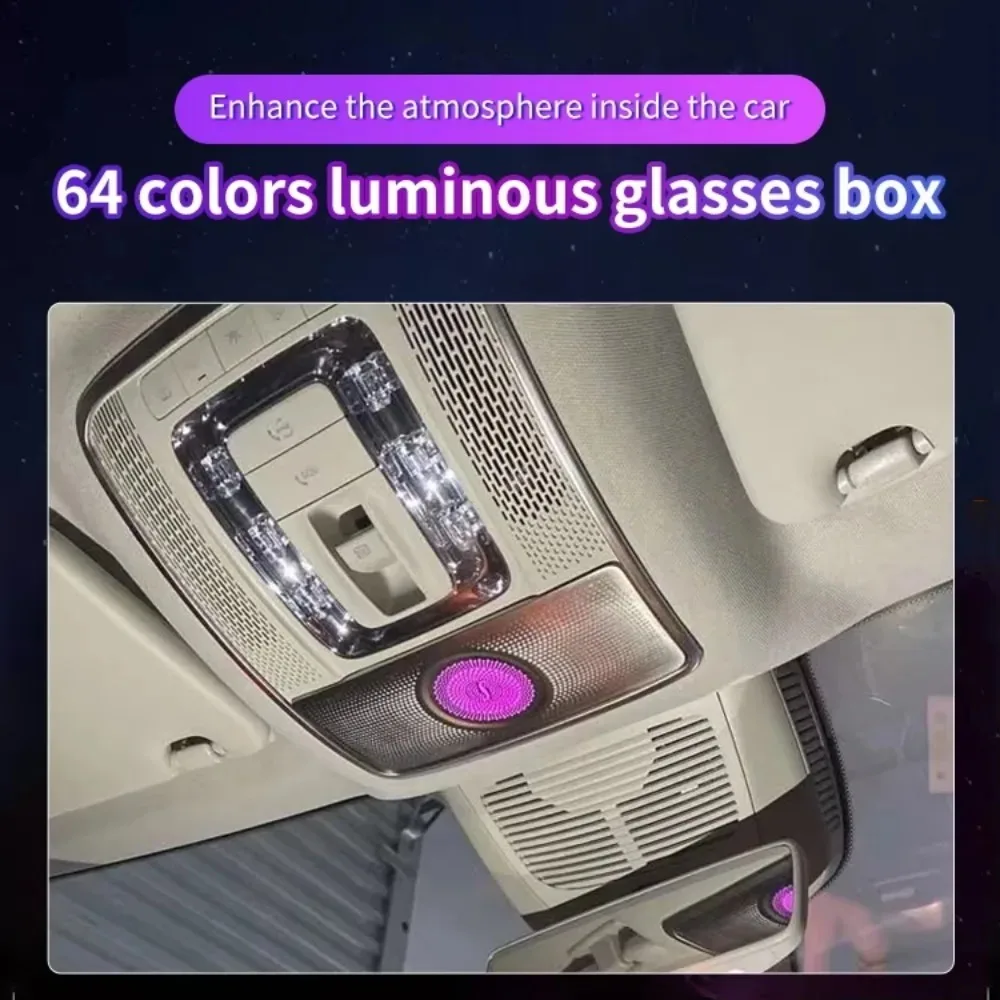For Mercedes B-Class/GLA X247/GLE GLS-class X167 LED Illuminated Glasses Box Cover with 64-Color Roof Speaker Ambient Light