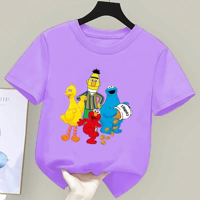 Kids Sesame Street Kindergarten Boys and Girls T-shirt with cute cartoon image of Big Bird 2-12-year-old boys and girls printed