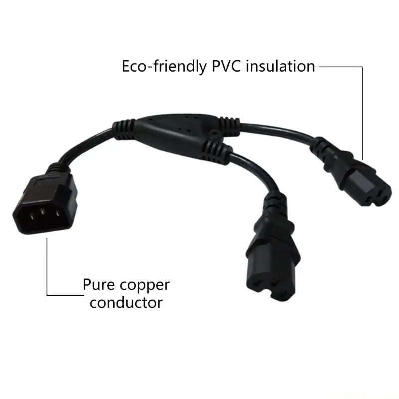 E56B IEC320C14 to 2x C15 Splitters Power Cable Y Type Adapter Cord 16A 250V for UPS