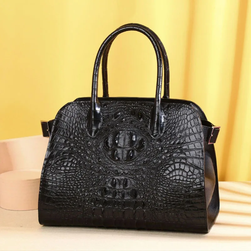 

Crocodile pattern women's bag, genuine leather bag, fashionable and trendy women's luxury handbag, single shoulder crossbody bag