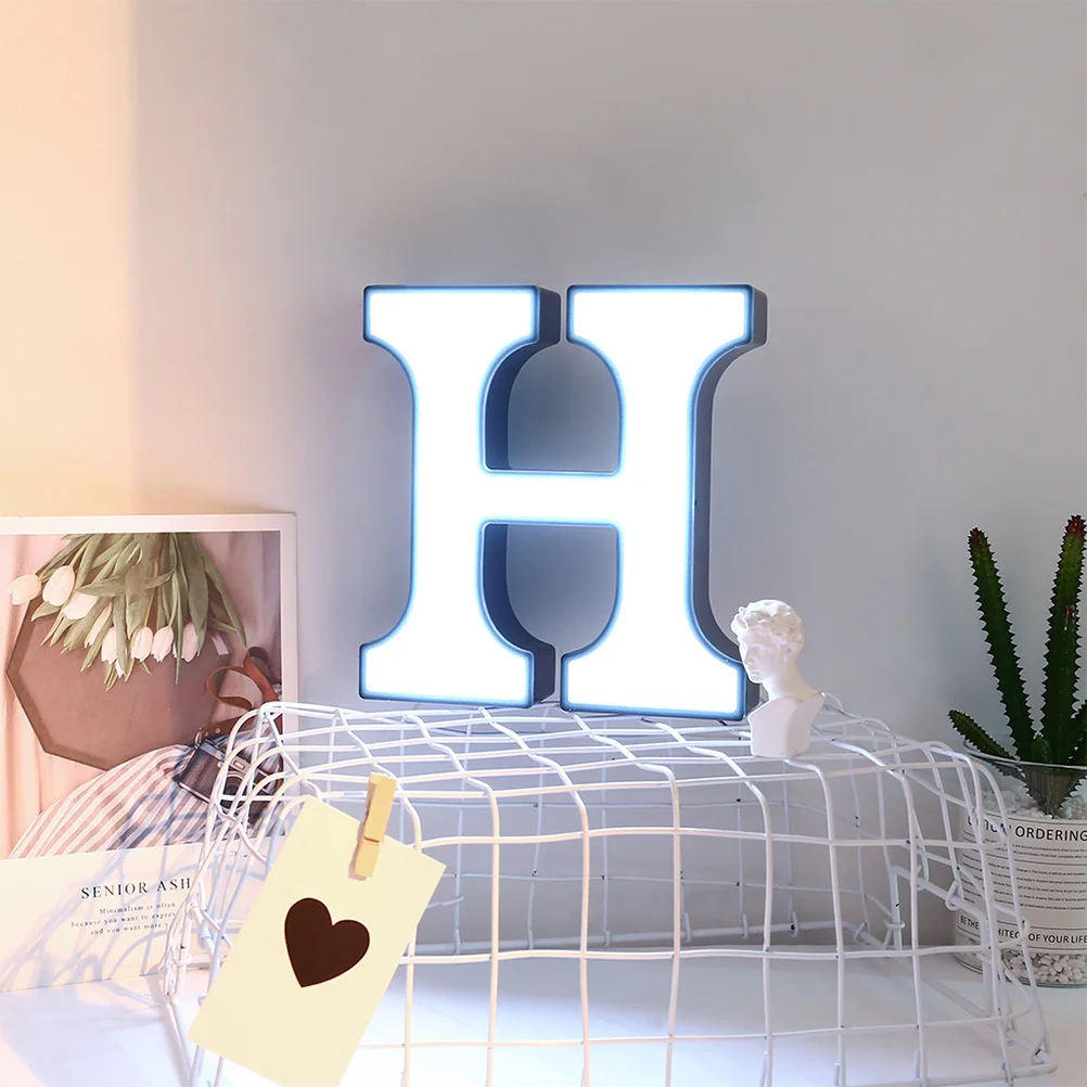 

LED Letter H Night Light White Romantic Neon Sign Wedding Decoration Party Bedroom Home Operated Safe Eco Friendly