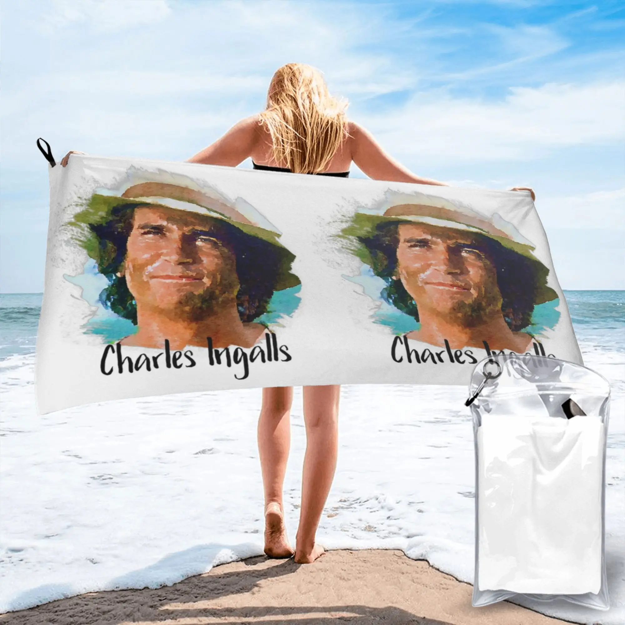 Charles Ingalls Little House on the Prairie Beach Towel Soft Microfiber Quick Dry Absorbent Quick Towels For Bath