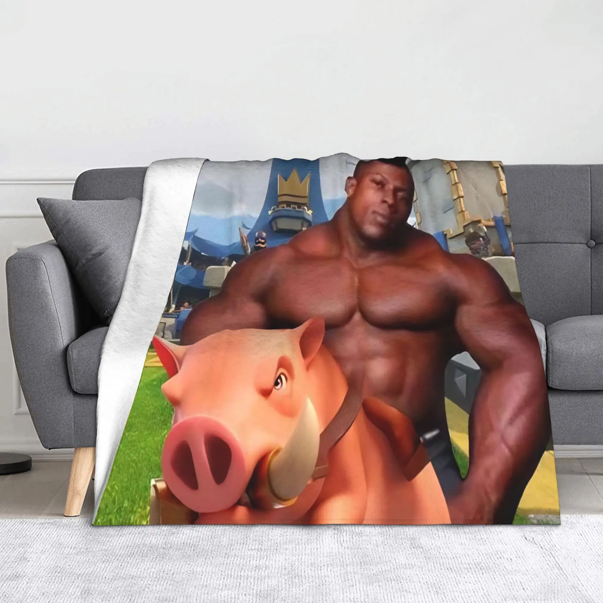 Hog rider jogos engraçado porco preto músculo cobertores veludo mimimi super quente lance cobertores para carro sofá cama tapete