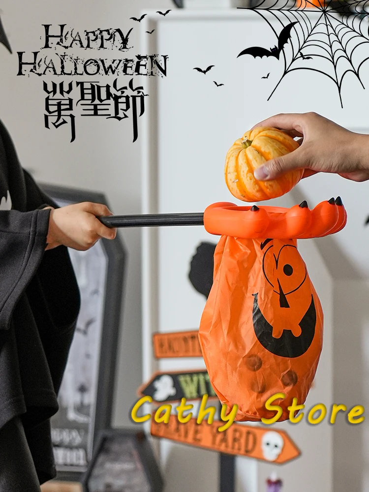 Bolsa de dulces con calavera de calabaza para Halloween, modelo de accesorios para fiesta espeluznante, accesorios, cubos de dulces, truco o trato, si no dar regalos de dulces