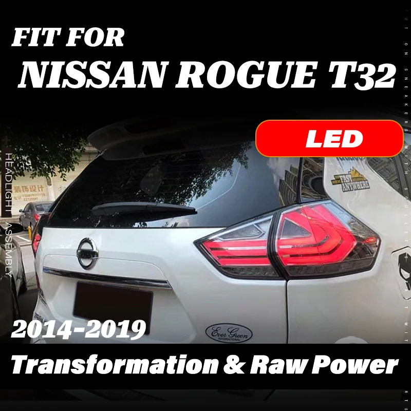 For Nissan Rogue X-Trail T32  S SV SL 2014-2019 Full LED Tail Lights Assembly Boomerang Like Look Old to New Retrofit