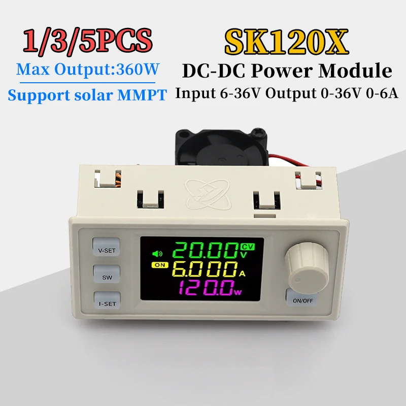 1/3/5 Peças SK120X Conversor DC Buck/Boost CC CV 0.6-30V 6A 5V 6V 12V 24V Módulo de Alimentação Ajustável Regulada para Laboratório