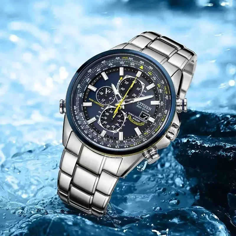 -Three Eyes New Bestselling Round Steel Band Men's Business Chronograph Quartz Watch