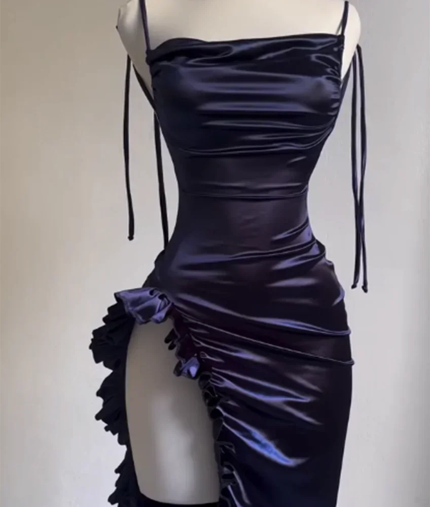 Sexy Damen-Trägerkleid Sommer High-End Rollenspiel Y2k Rückenfreies Verführerisches Unregelmäßiges Abendkleid 2025 – Detail 11