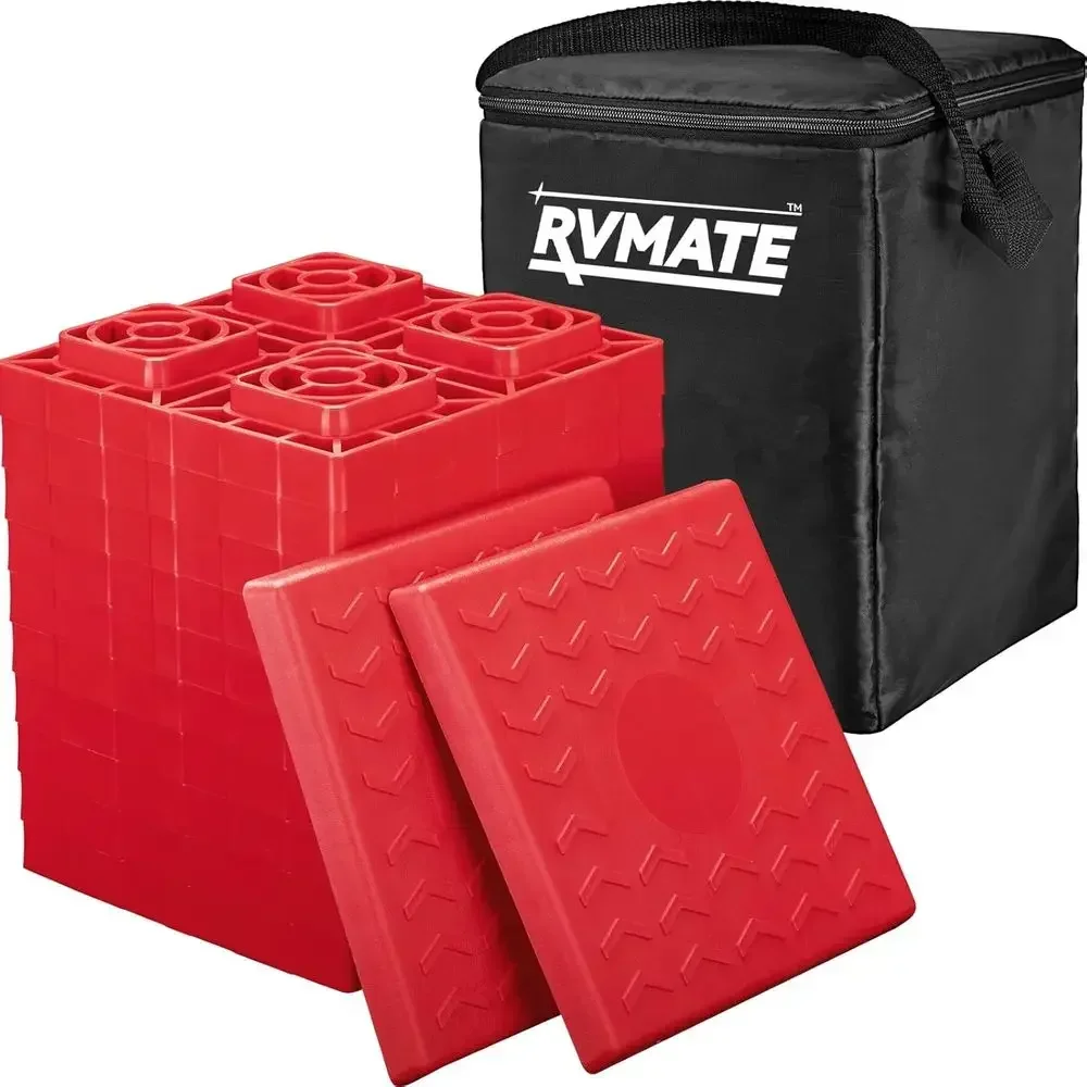 

RVMATE RV Leveling Blocks 12 Pack, Heavy Duty Camper Leveling Blocks, Leveling Blocks for RVs, Reduce Trailer Movement, Trailer