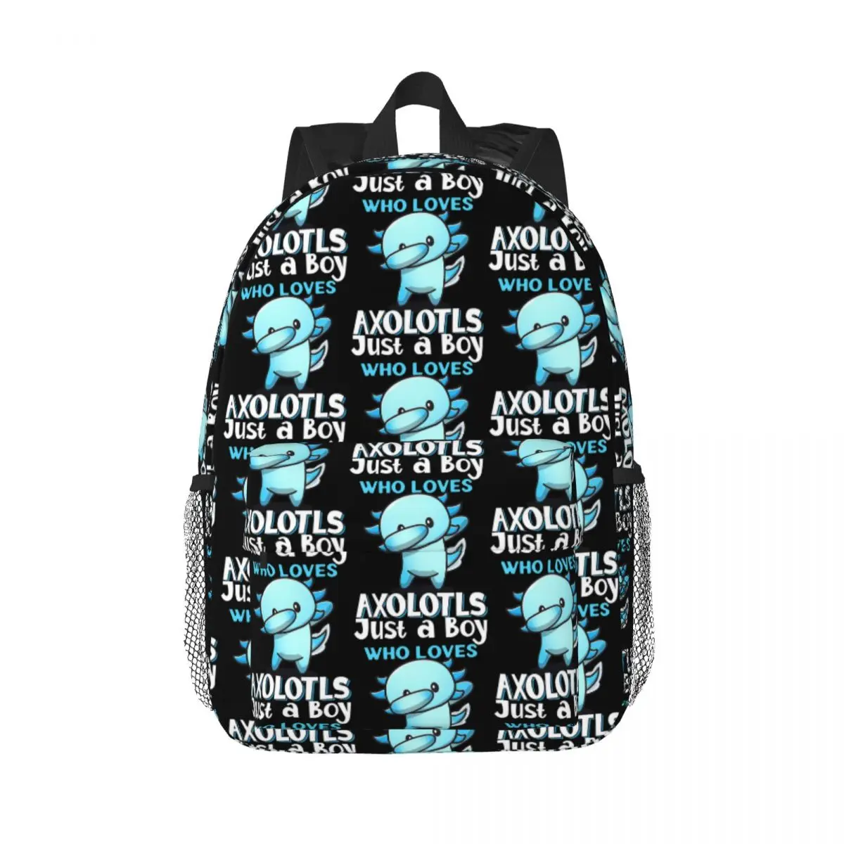 

Just A Boy Who Loves Axolotls Backpack Hot Sale Daypack Large Capacity BookBag Shoulder Bags for Men Women Kids School Bag