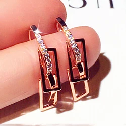 Pendientes minimalistas con hebilla para la oreja para mujer, aretes minimalistas, exquisitos, brillantes, de lujo, a la moda, novedad