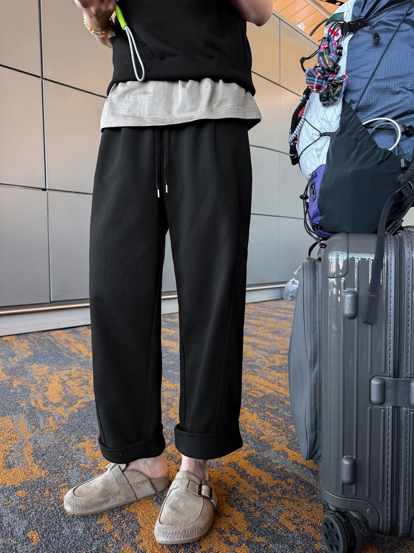 

Liberlin Sisy Women's Spring 2026 Loose Elastic Waist Slimming Cone Sport Casual Pants Cotton Polyester Straight Leg Trousers