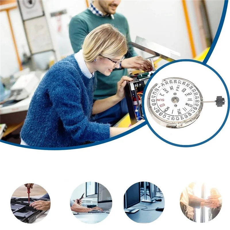 AD41-Watch Movement Double Calendar Crown At 3 حركة ميكانيكية لإصلاح حركة الساعة MIYOTA 8205