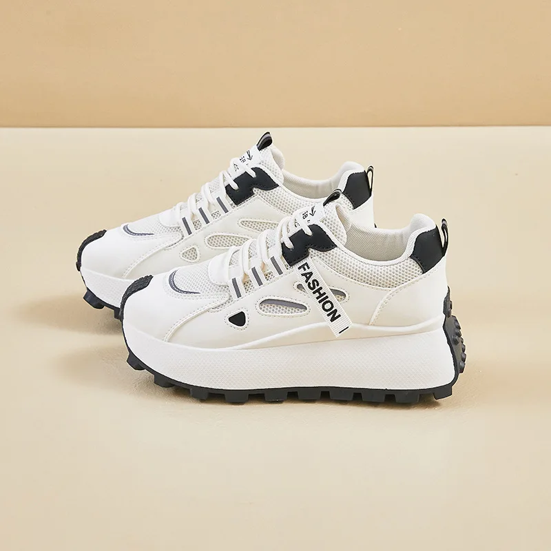 

Korean Lace Designer Platform Sneakers For Women Solid Color Running Sports Shoes Female New Fashion Casual Zapatos De Mujer