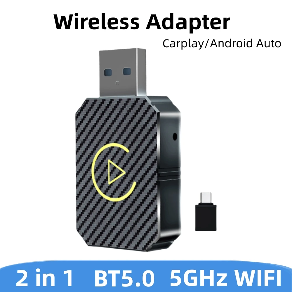 NEW Wireless CarPlay Android Auto Adapter plug&Play 2 in 1 Smart Mini Car AI Box BT Wireless USB Car Dongle for OEM Fast Connect