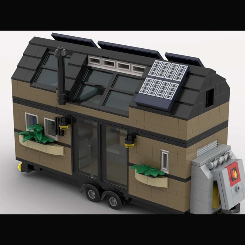 도시 스트리트 뷰 모델 Moc 빌딩 블록 바퀴에 작은 집 1-3 모델 기술 모델 벽돌 DIY 조립 휴일 장난감 선물