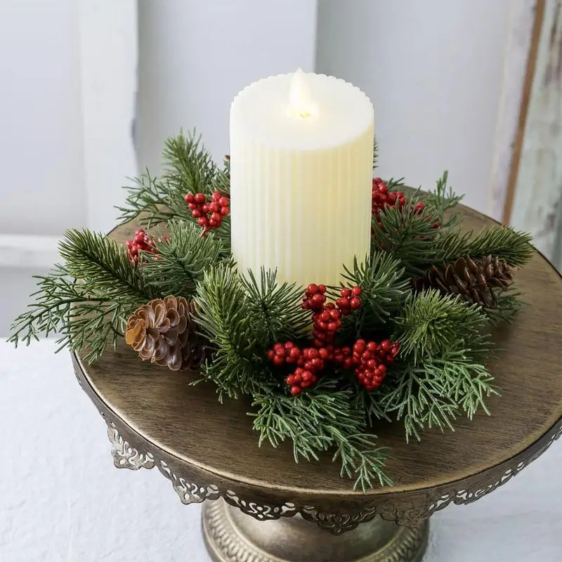 Christmas Candle Rings Centerpiece Decoration Candle Candle Holder Advent Wreath for Wedding Party New Year Xmas Ornaments