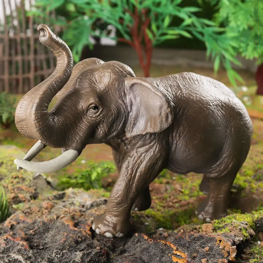 

Wild Large Elephant Figurine Plastic Realistic Simulation Elephant Model Handmade Mini Animal Statue Garden Decoration