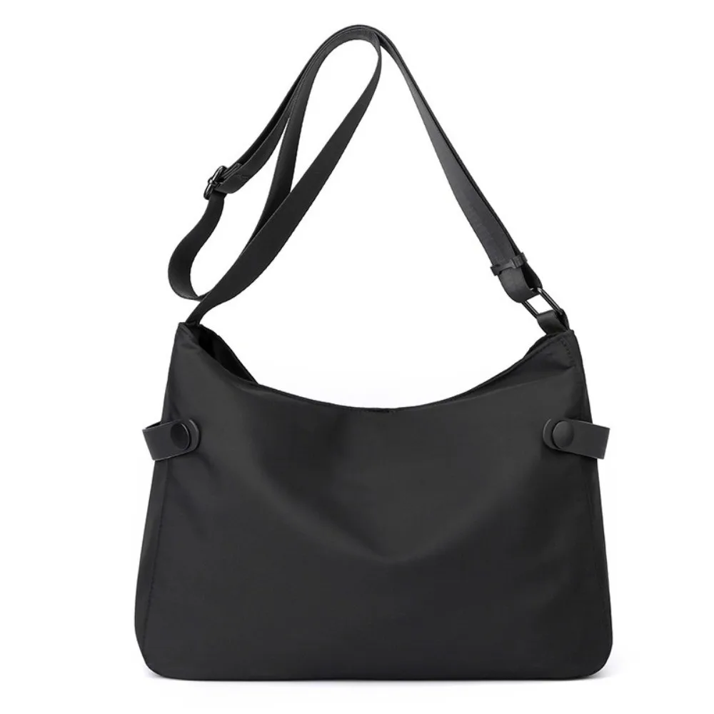 Casual Large Capacity Shoulder Bag Nylon Adjustable Shoulder Strap Crossbody Bag Solid Color Messenger Bag Men