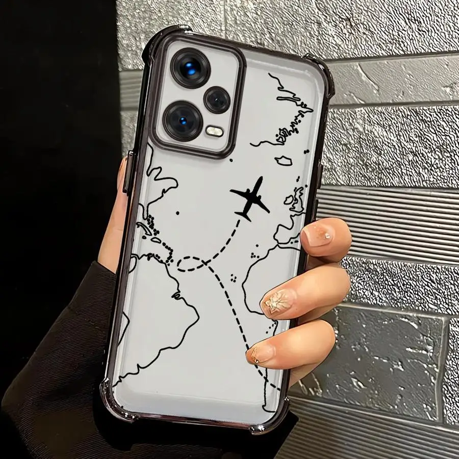 Custodia con mappa topografica per aereo Line per Redmi Note 14 Pro Plus 10 Lite 11s 11 12 13 9S 10s Cover per telefono