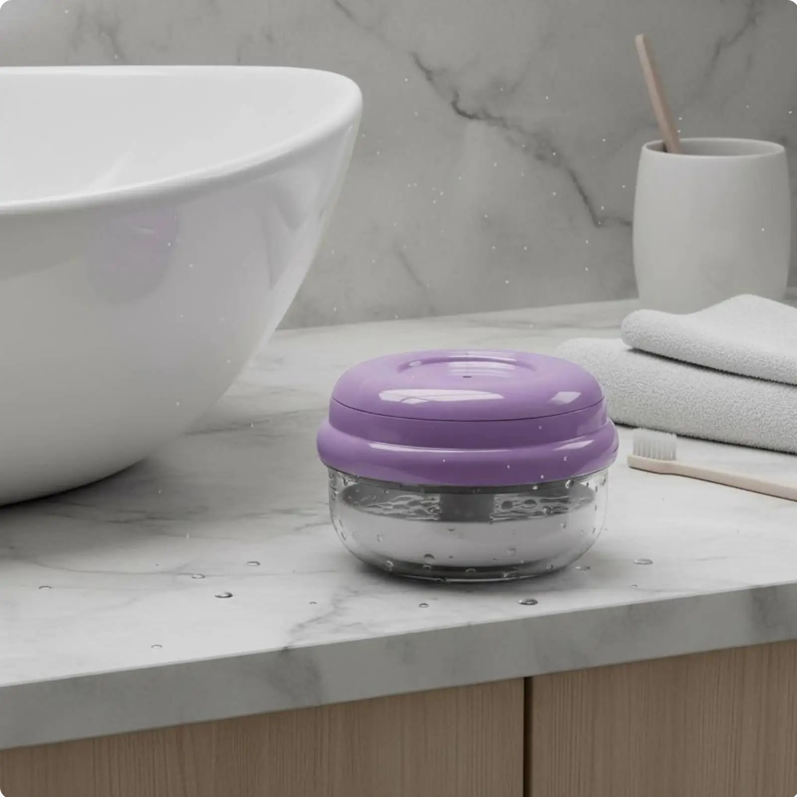 Denture Storage Case Retainer Cleaner Bath Box Layered Dry Tools Area Compact Design for Dental Retainers