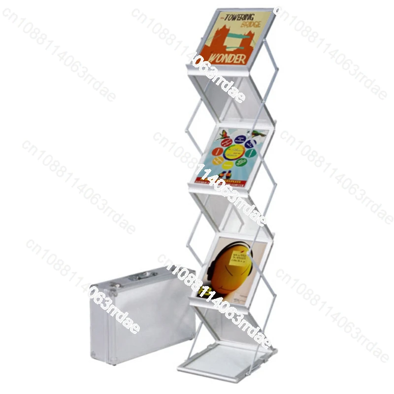 A4 Zigzag Portable Acrylic Aluminum Magazine Display Zigzag Brochure Stand Banner Stand Literary Stand