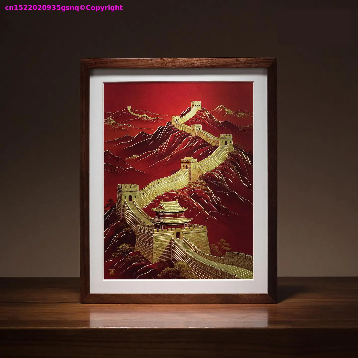 Exclusive corporate gift TOP lucky mascot Golden China Great wall HOME BAR CLUB OFFICE Copper engraving painting ornament