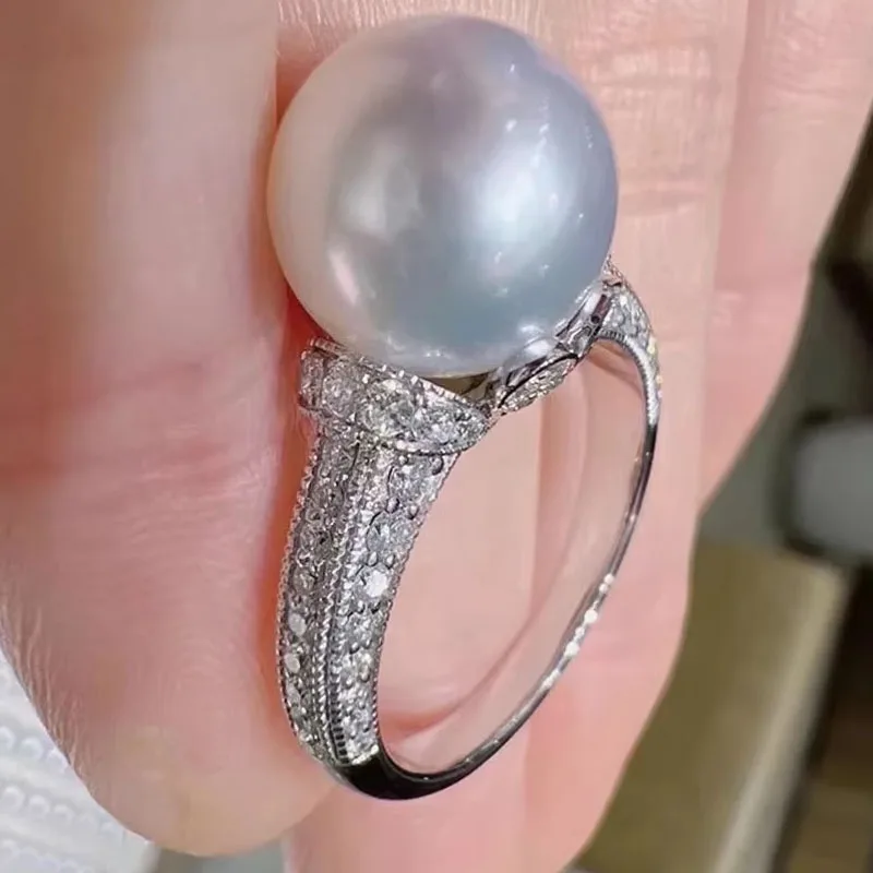 European and American pearl light luxury ring, female attending banquet, princess fairy, zircon elegant fashion luxury jewelry w