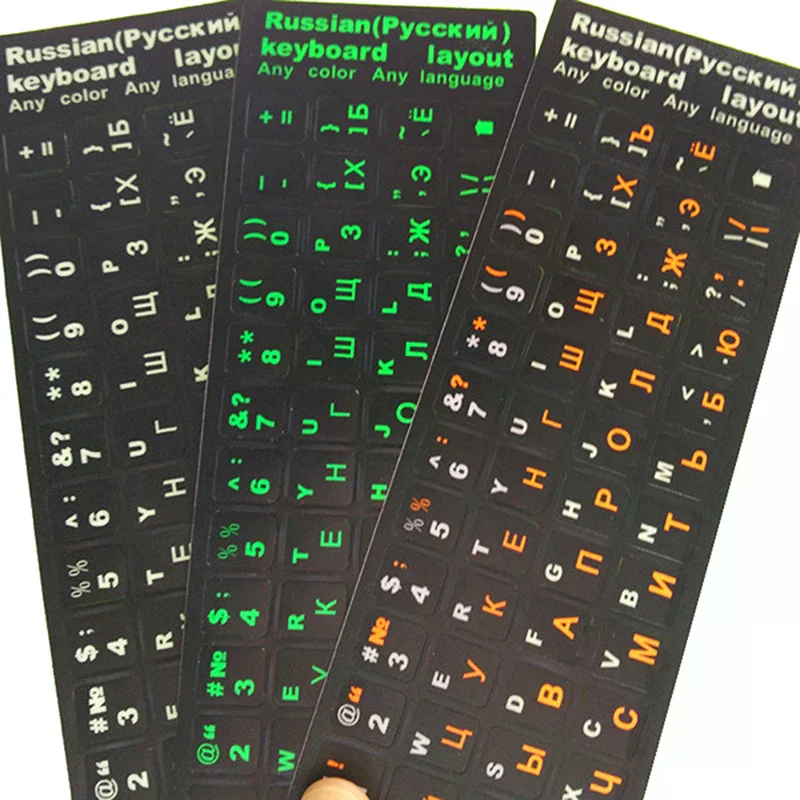 Russian Language Fluorescent Keyboard Stickers Luminous Waterproof Keyboard Protective Film Wear-resistant Letter Keypad Sticker
