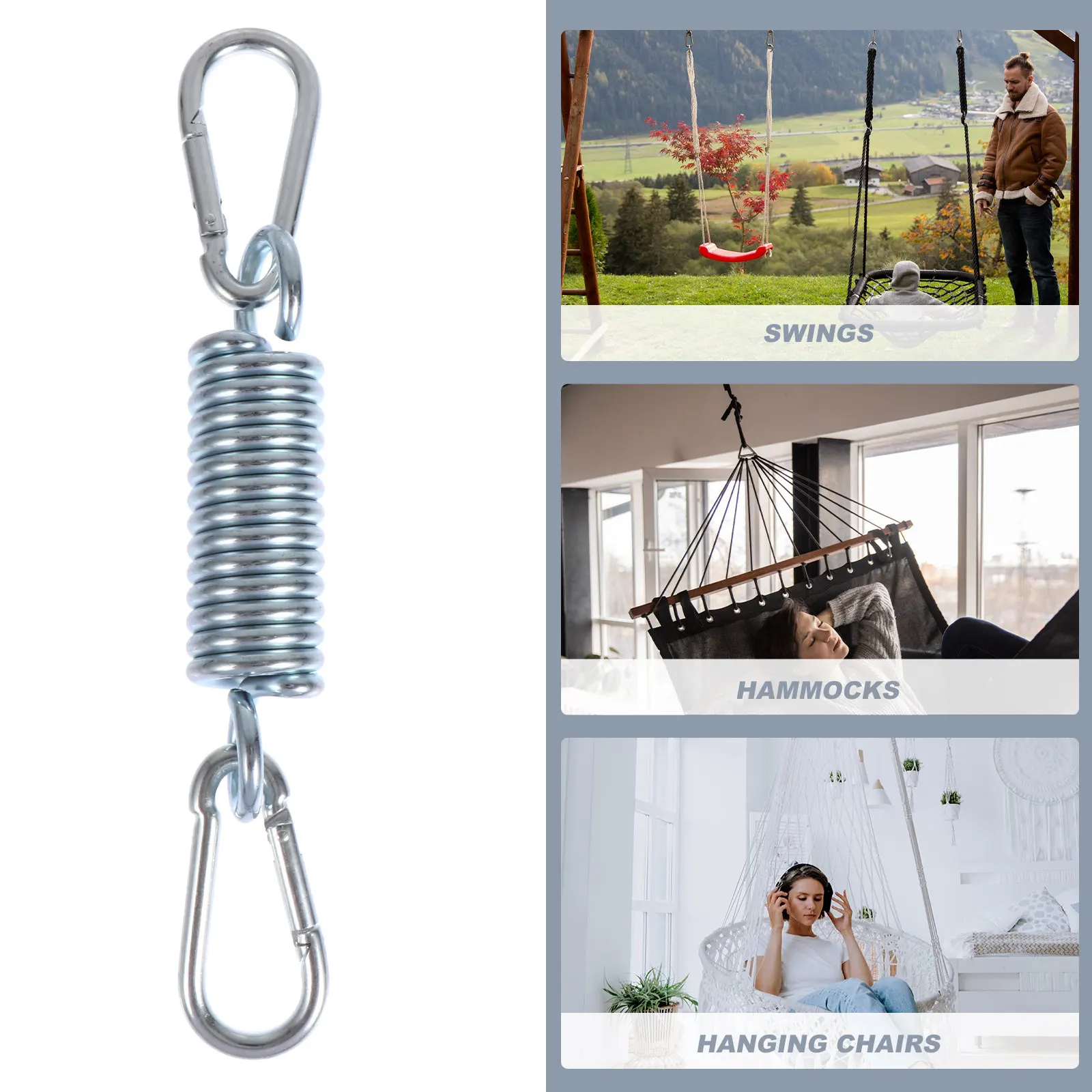 

Swing Hook Hanging Spring for Hammock Heavy Hooks Springs Swinging Chair Kit Accessory Stainless