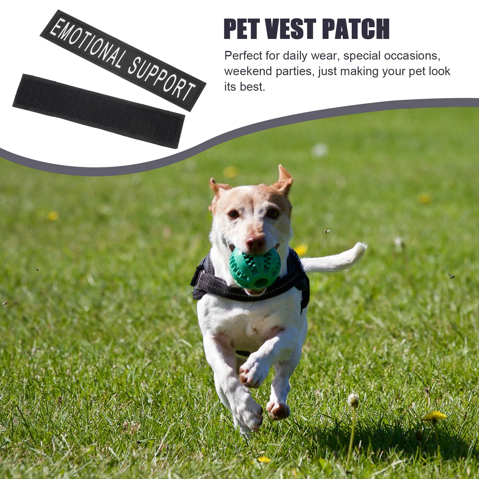 

2 Pairs Pet Harness Patches Self adhesive Reflective Stickers Durable PU Material Lightweight Portable Dog Vest Accessories