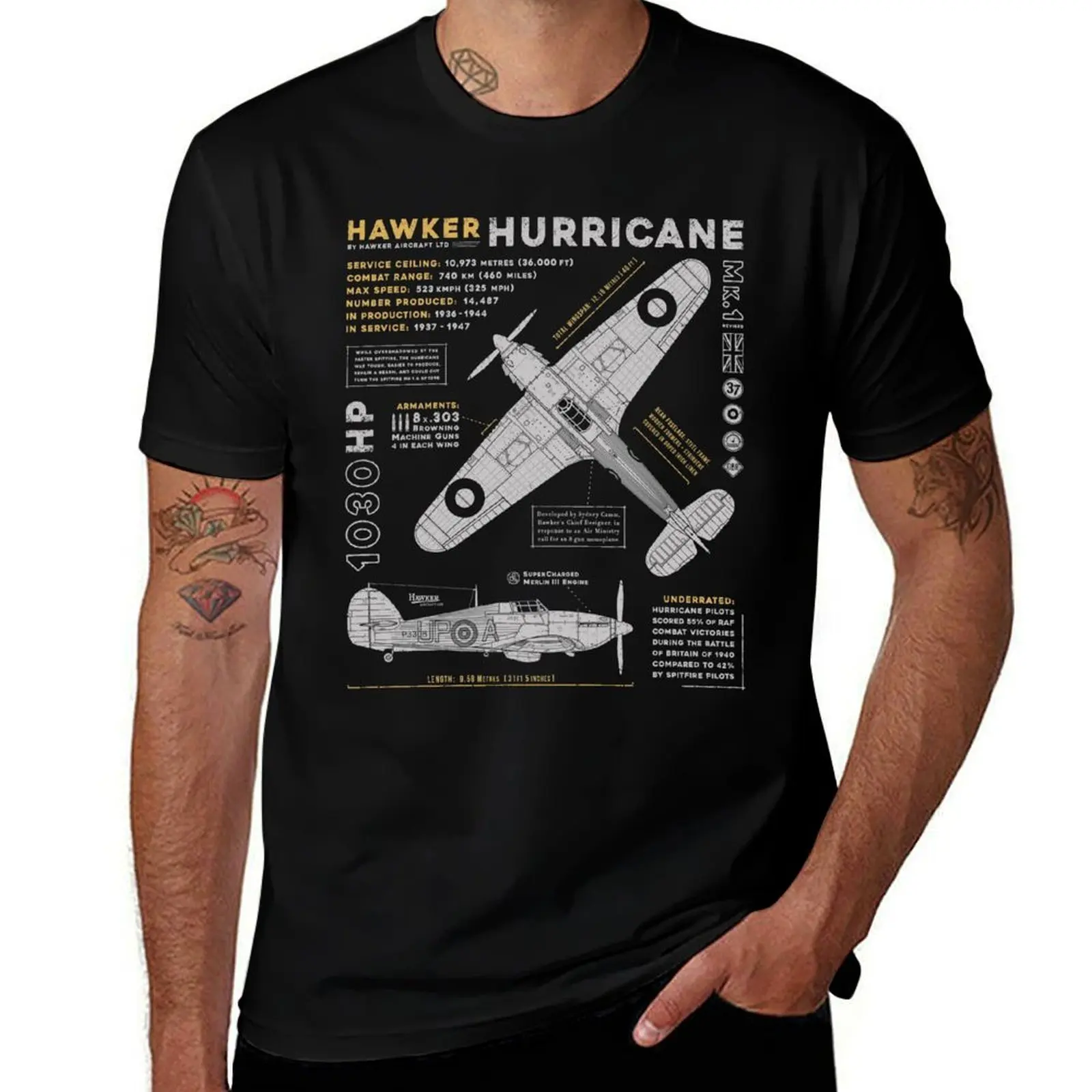 Hawker Hurricane T-Shirt Big and Tall Basic Tee Shirt T-Shirt