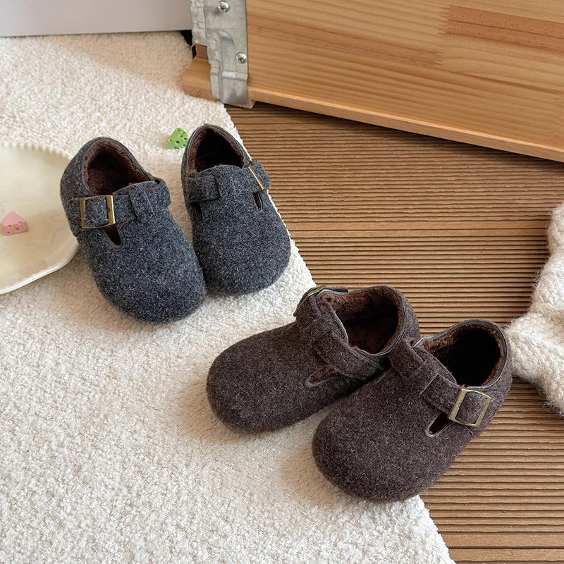 نسخة جديدة لعام 2025 أحذية أنيقة للأطفال أحذية قطنية صوفية خشنة للفتيات أحذية للأولاد بنعل ناعم متعددة الاستخدامات للأطفال #6