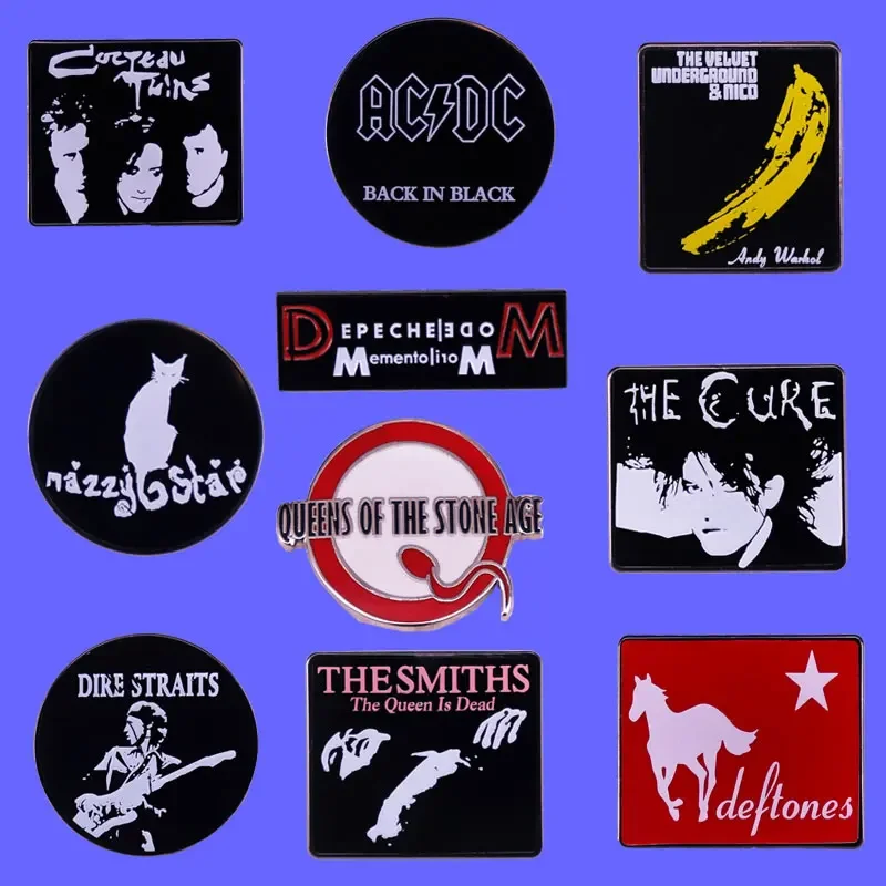 Verschiedene klassische Rock Band Logo Abzeichen Album Lyrics Metall Anstecknadel Jacke dekorieren Sänger Fans Geschenk
