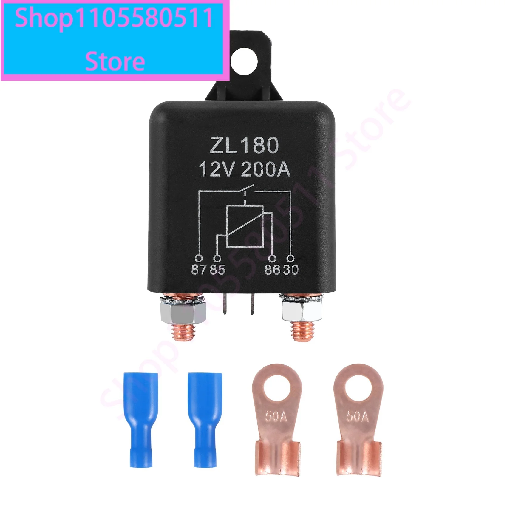 12V 200A Relay Car Truck Engine Automobile Boat Car Starter Heavy Duty Split Charging ZL180 with 2 Pin Footprint + 2 Terminal -