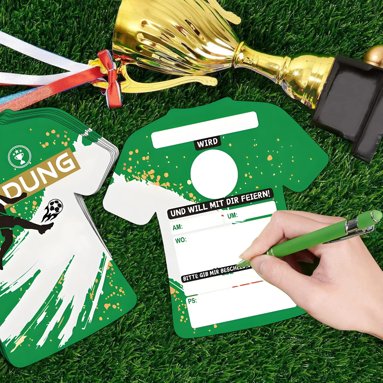 24 بطاقة دعوة لحفلات كرة القدم الألمانية على شكل جيرسي لدعوات أعياد الميلاد وبطاقات دعوة للحفلات تحت عنوان كرة القدم #4