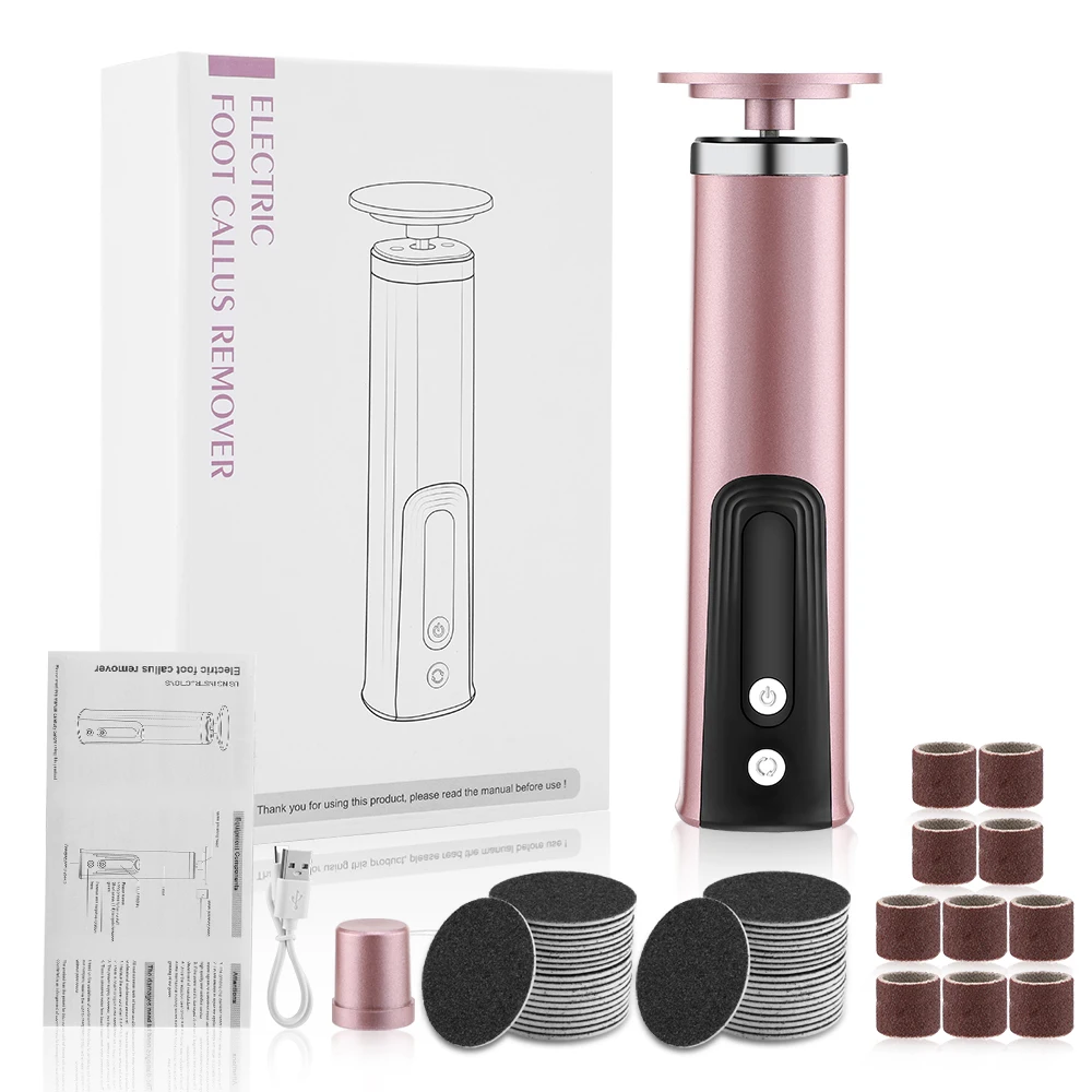 Removedor eléctrico de callos para pies, herramienta para el cuidado de los pies, tacones de pierna, elimina la piel muerta, juego de herramientas de pedicura y papel de lija de repuesto