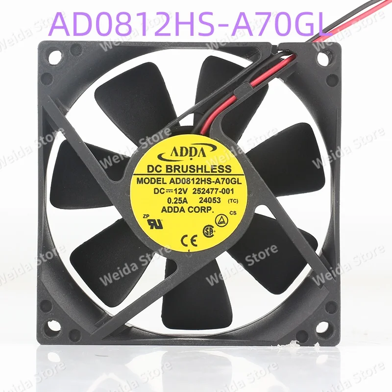 

ADDA AD0812HS-A70GL 5V 24V 48V AC EC 8025 80x80x25MM 8CM Power supply chassis Quiet ball High air volumecooling fan DC12V 0.25A