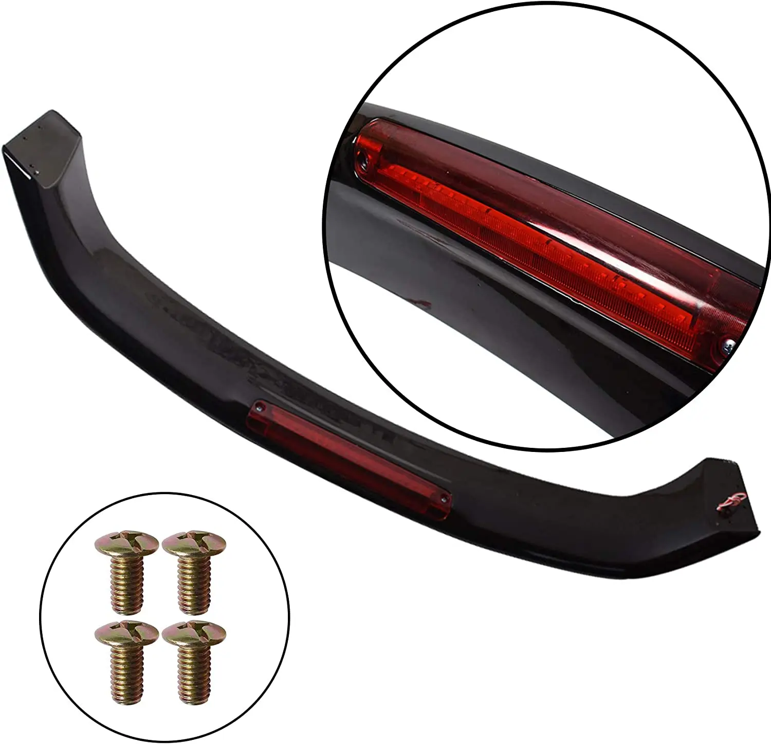 Car Rear Spoiler Lip Glossy Black Ducktail Wing with LED Brake Light Lamp for Honda Civic Gen 10th Sedan 2013-2015