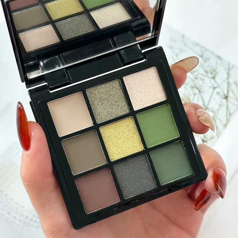 9 Color Dark Green Eyeshadow Palette Matte Shimmer Army Forest Makeup Pigmented Long Lasting Professional 9 Colores Coemstics