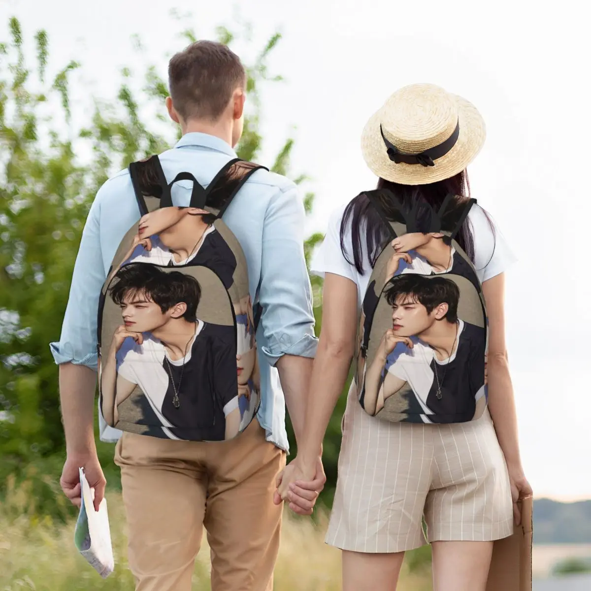 

Cha EunWoo Student Backpack School Bag Hiking Travel Daypack for Men Women Bookbag Shoulder Bags