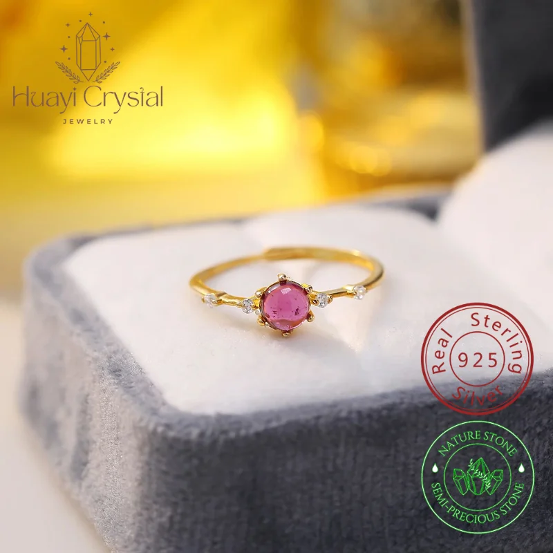 

Exquisite small genuine natural alabaster garnet ring 925 sterling silver ring stackable female fine jewellery gift