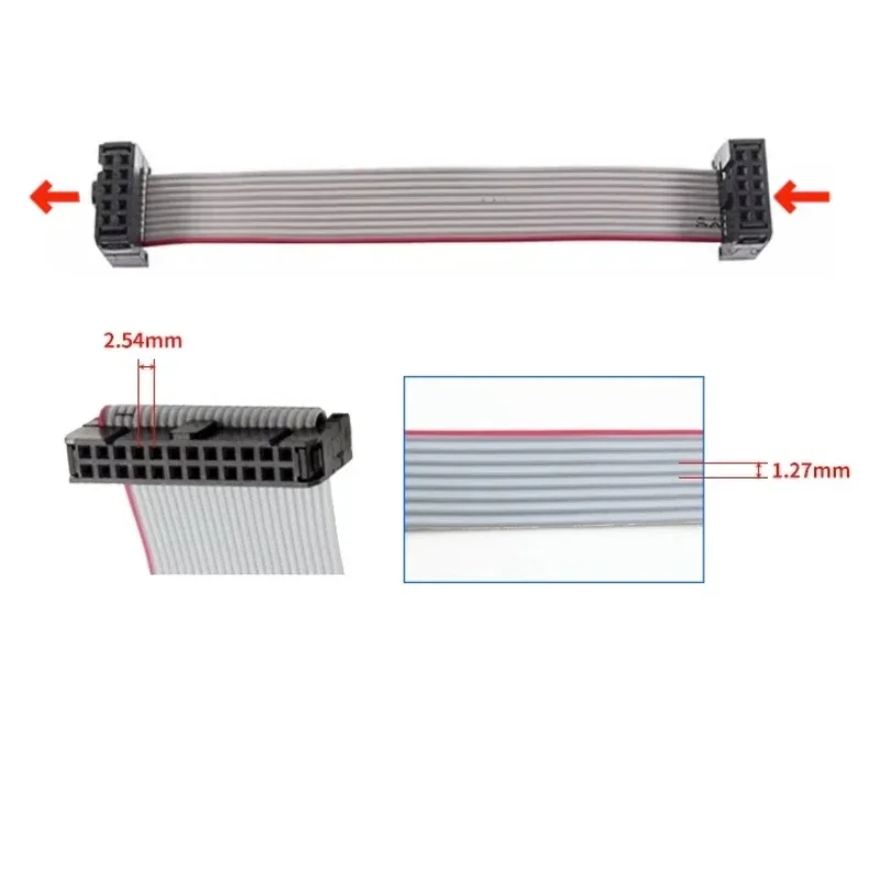 2pcs 2.54mm Pitch FC 6/8/10/12/14/16/18/20/24/26/30/34/40/50/60/64 Pin Gray Flat Ribbon Data Cable 10CM 20CM 30CM 40CM 50CM