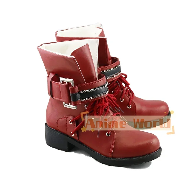 Nuove scarpe cosplay Final Fantasy VII Remake Scarpe Tifa Lockhart Stivali rossi Pelle PU Taglia 35-44